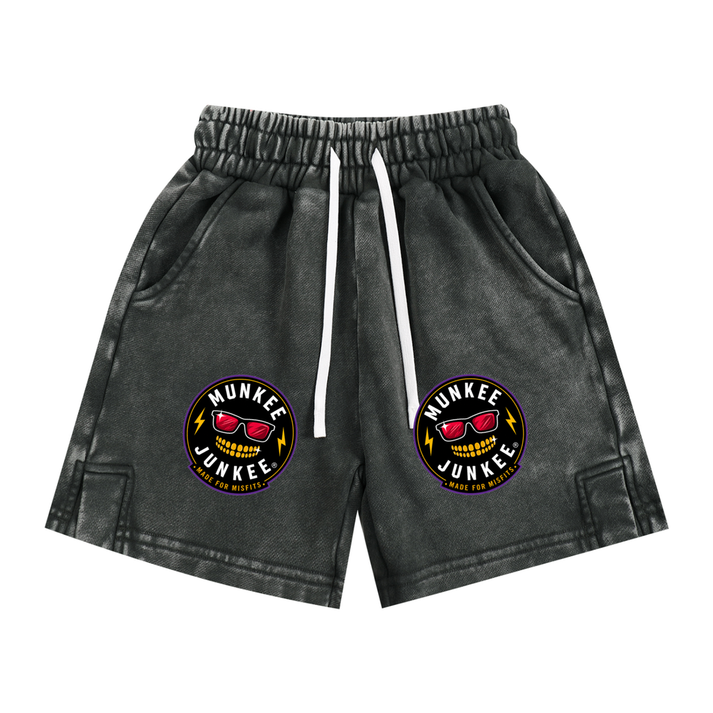 Unisex vintage wash cotton shorts casual style